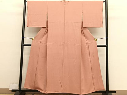 平和屋着物■本草木染作家　圓啓　色無地　花唐草地紋　深支子色　正絹　逸品　BAAX2541hv