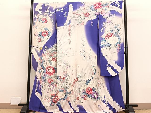 平和屋着物■豪華振袖　孔雀羽花文　暈し染め　金銀彩　正絹　逸品　BAAX2725hv