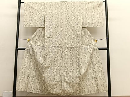 平和屋着物▽上質な紬　単衣　立涌花文　正絹　逸品　BAAX2596hv