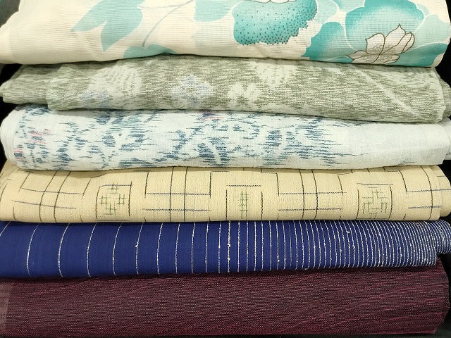 平和屋本店■夏物 小紋 絽 紗 洗える着物 まとめて20点 花柄 手描き 着用可能多数 se4106