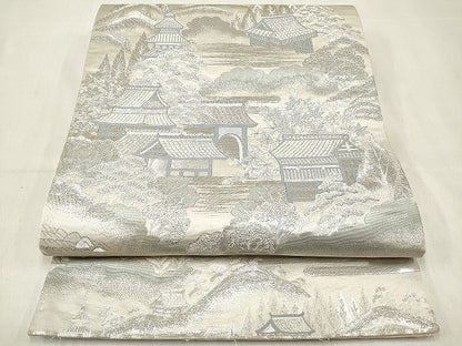 平和屋着物◎六通柄袋帯 九百錦 京洛の四季 プラチナ箔 正絹 逸品 DABF0126ea