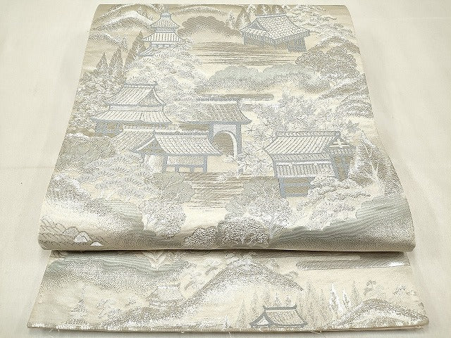 平和屋着物◎六通柄袋帯 九百錦 京洛の四季 プラチナ箔 正絹 逸品 DABF0126ea