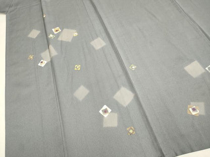 平和屋着物▽訪問着　単衣　駒刺繍　箔散らし文　金彩　正絹　逸品　DABF5839du