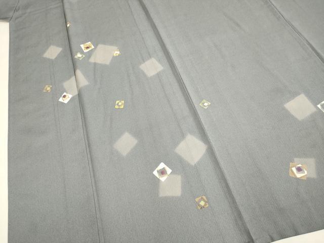 平和屋着物▽訪問着　単衣　駒刺繍　箔散らし文　金彩　正絹　逸品　DABF5839du