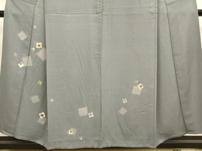平和屋着物▽訪問着　単衣　駒刺繍　箔散らし文　金彩　正絹　逸品　DABF5839du
