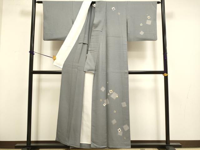 平和屋着物▽訪問着　単衣　駒刺繍　箔散らし文　金彩　正絹　逸品　DABF5839du