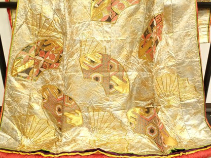 平和屋本店●色打掛　お引きずり　和装　婚礼　結婚式　花嫁　神社挙式　駒刺繍　扇吉祥文　金銀彩　十二単風　逸品　DABF5818du
