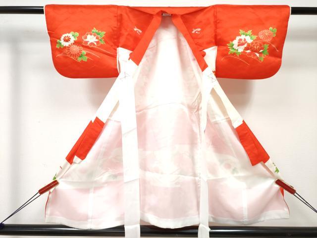平和屋着物[]七五三　女の子　３歳　祝着　三つ身　被布セット　鞠花文　金彩　逸品　DABE7371ma