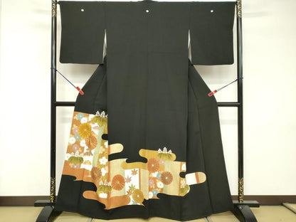 平和屋着物■豪華黒留袖　駒刺繍　桐花文　金彩　正絹　逸品　DABF9777cd