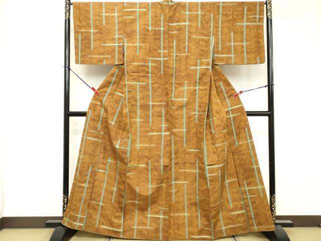 平和屋着物■上質な紬　格子　正絹　逸品　DABF9776cd