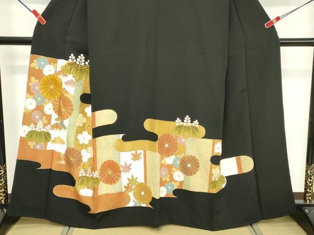 平和屋着物■豪華黒留袖　駒刺繍　桐花文　金彩　正絹　逸品　DABF9777cd
