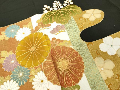 平和屋着物■豪華黒留袖　駒刺繍　桐花文　金彩　正絹　逸品　DABF9777cd