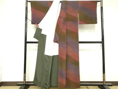 平和屋着物■上質な小紋　幾何学文様　鬼しぼ縮緬　正絹　逸品　DABF9741cd