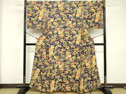 平和屋着物■上質な小紋　草花文　正絹　逸品　DABF9764cd