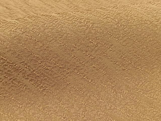 平和屋着物●立体友禅作家　涌波紅彩　色無地　ワンポイント　斜線地紋　朽葉色　正絹　逸品　未使用　BAAX3495yc