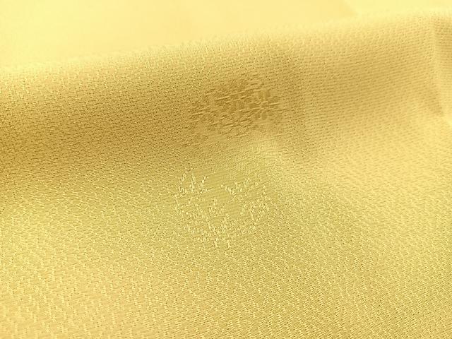 平和屋着物●上質な色無地　花丸地紋　淡黄色　ロング丈　正絹　逸品　BAAX3516yc