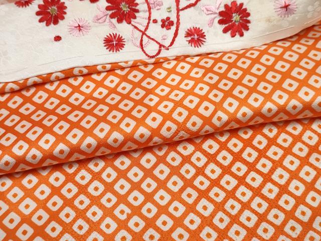 平和屋着物[]女の子 子供 長襦袢 無双仕立て 霞鹿の子文様 半衿刺繍 逸品 DABE7341ma