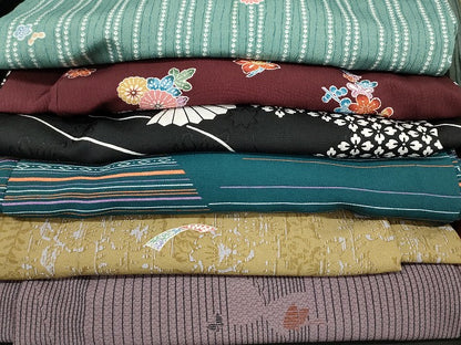 平和屋本店■着物 小紋 単衣 まとめて 20点 鶴 更紗 花柄 暈し染め 手描き 洗える着物 和服 ハンドメイド リメイク 未使用品あり se4107