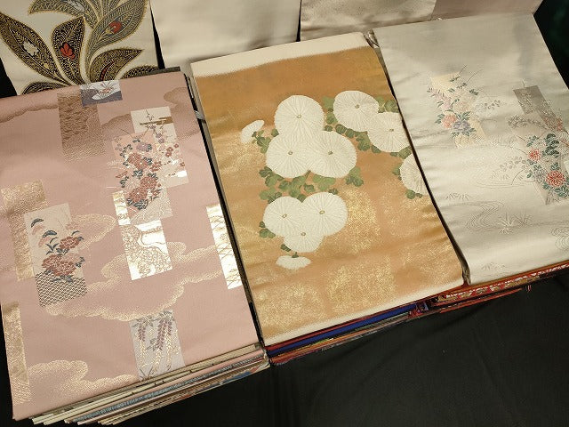 平和屋本店■名古屋帯 まとめて100点 更紗 薔薇 花柄 螺鈿 手描き 金銀糸 など 着用可能多数 未使用品あり 全て正絹 se039