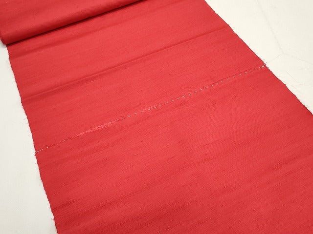 平和屋着物▼紬　解き反物　着尺　紅色　逸品　DABF8163we