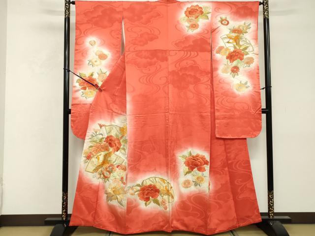 平和屋着物■豪華振袖　総刺繍　駒刺繍　地紙花鳥文　暈し染め　金銀糸　正絹　逸品　DABF9787cd