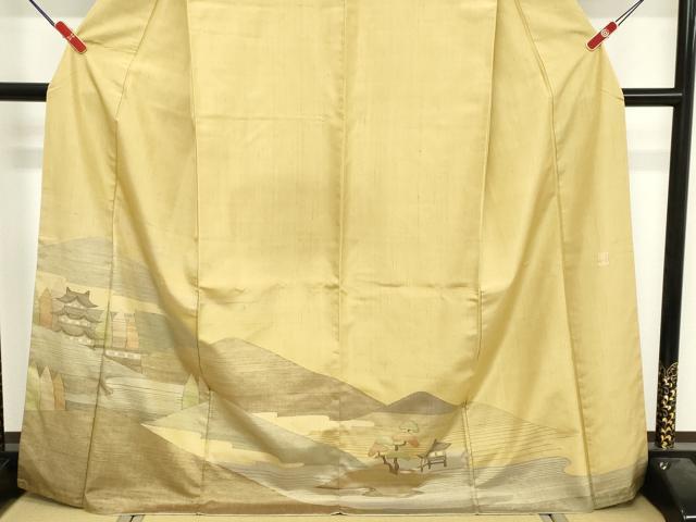 平和屋着物■訪問着　作家物　紬地　遠山風景文　正絹　逸品　DABF9784cd
