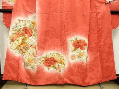 平和屋着物■豪華振袖　総刺繍　駒刺繍　地紙花鳥文　暈し染め　金銀糸　正絹　逸品　DABF9787cd