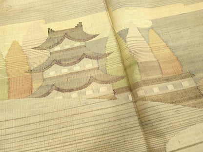 平和屋着物■訪問着　作家物　紬地　遠山風景文　正絹　逸品　DABF9784cd