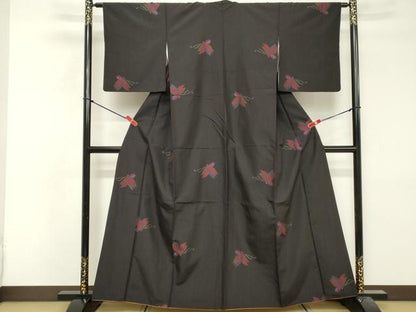 平和屋着物■上質な紬　舞蝶文　正絹　逸品　DABF9785cd