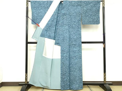 平和屋着物■上質な紬　背抜き仕立て　流水文　正絹　逸品　DABF9808cd