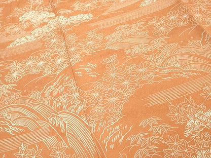 平和屋着物■訪問着　流水花文　正絹　逸品　DABF9804cd