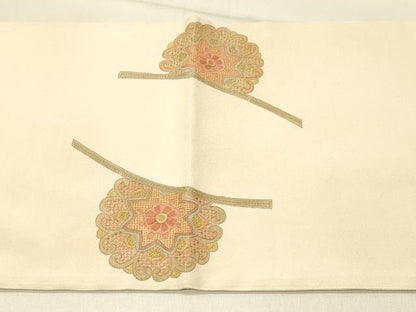 平和屋着物◎中国三大刺繍　スワトウ刺繍　汕頭刺繍　総刺繍　太鼓柄袋帯　地紙花文　金糸　正絹　逸品　DABF6866qp