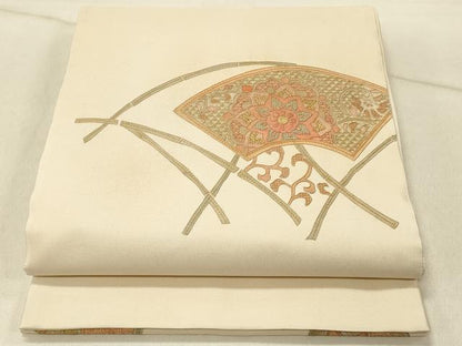 平和屋着物◎中国三大刺繍　スワトウ刺繍　汕頭刺繍　総刺繍　太鼓柄袋帯　地紙花文　金糸　正絹　逸品　DABF6866qp