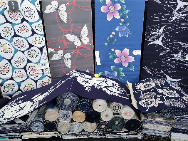 平和屋本店□浴衣反物 まとめて 45点 鶴 蝶 花柄 朝顔 花