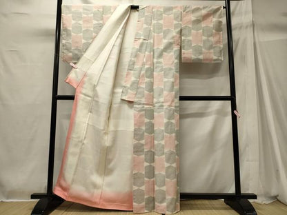 平和屋着物■上質な紬 幾何学文 正絹 逸品 未使用 CABH2945oy