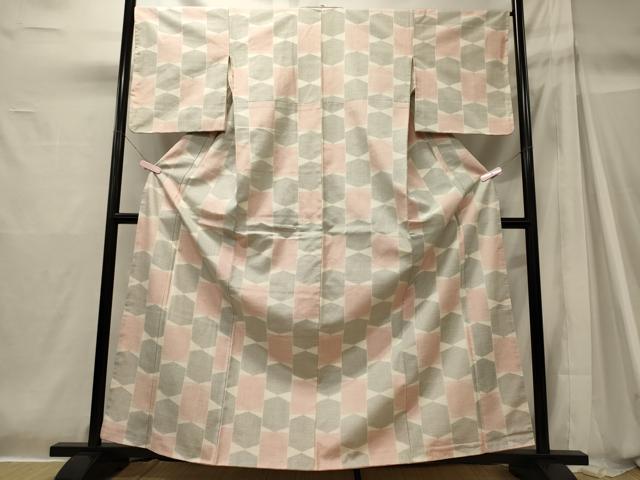 平和屋着物■上質な紬 幾何学文 正絹 逸品 未使用 CABH2945oy