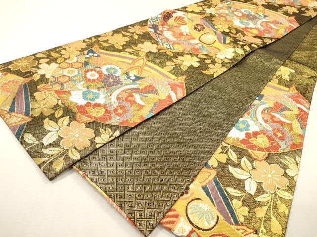 平和屋着物▼佐賀錦　六通柄袋帯　糸車鳳凰花文　金糸　正絹　逸品　DABF2637fe