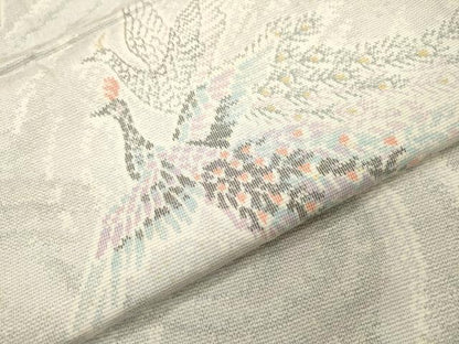 平和屋着物▽上質な紬　単衣　鳳凰　正絹　逸品　DABF2675fe