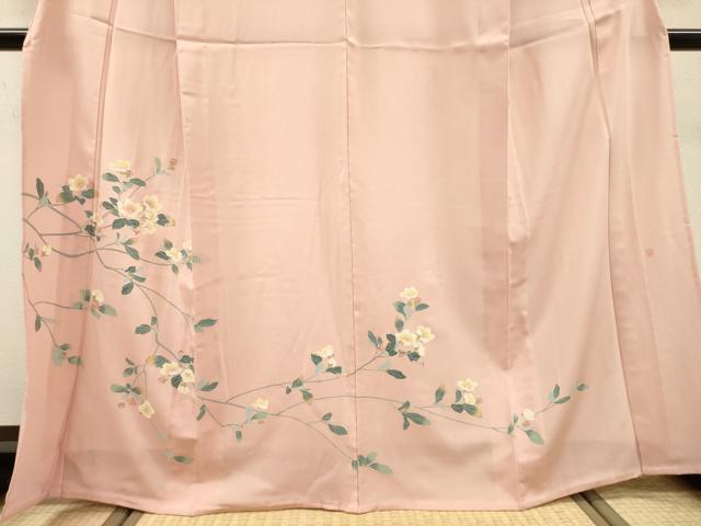 平和屋着物▽訪問着　単衣　友禅　作家物　枝花　正絹　逸品　DABF2678fe