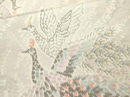 平和屋着物▽上質な紬　単衣　鳳凰　正絹　逸品　DABF2675fe