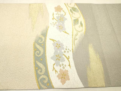 平和屋着物●爪掻き本綴れ　八寸名古屋帯　花唐草文　金銀糸　正絹　逸品　DABF2718fe