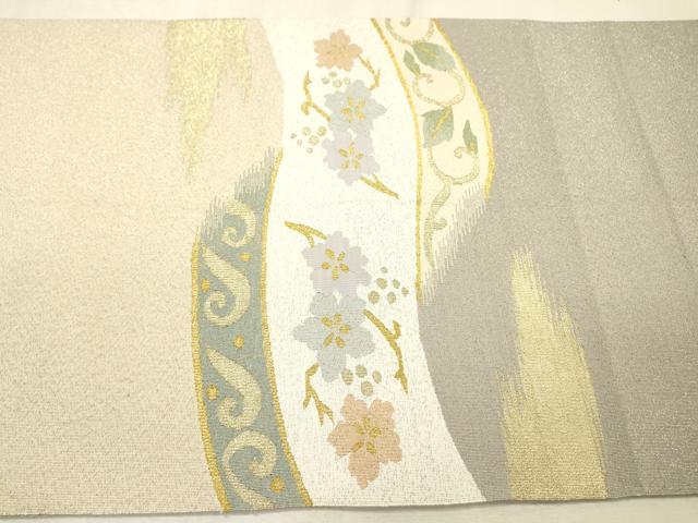 平和屋着物●爪掻き本綴れ　八寸名古屋帯　花唐草文　金銀糸　正絹　逸品　DABF2718fe