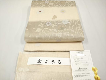 平和屋着物＊夏物 西陣 佐々木染織謹製 六通柄袋帯 京ごろも 更紗花唐草文 金糸 証紙付き 正絹 逸品 CABG3560tx