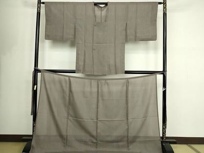 平和屋着物▽道行コート　二部式　スリーシーズン　春夏秋　塵除け　媚茶色　正絹　逸品　DABF8749sf