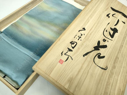 平和屋本店●極上　久保田一竹　幻の辻が花　訪問着　草花地紋　暈し染め　銀通し地　共箱付き　逸品　未使用　DZAB7990kh6