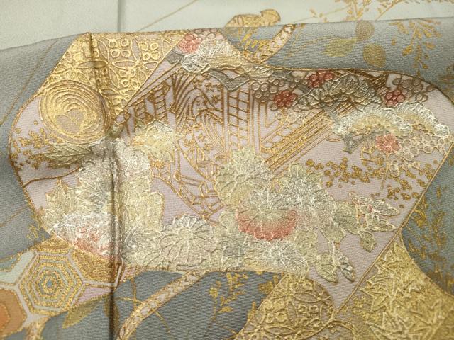 平和屋着物■訪問着　刺繍　絵巻花文　暈し染め　金銀彩　正絹　逸品　DABG1731ya