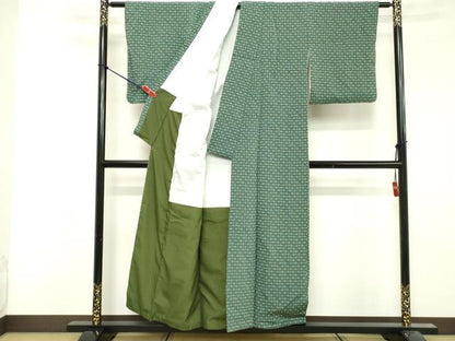 平和屋着物■上質な小紋　舞花文　鬼しぼ縮緬　正絹　逸品　DABF9869cd