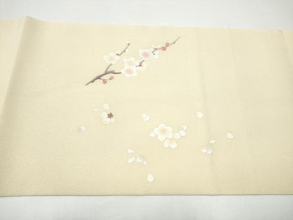 平和屋着物●九寸開き名古屋帯　枝梅文　鬼しぼ縮緬　正絹　逸品　CABG9164hy
