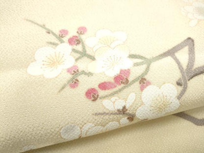 平和屋着物●九寸開き名古屋帯　枝梅文　鬼しぼ縮緬　正絹　逸品　CABG9164hy