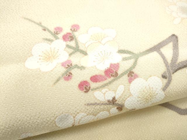 平和屋着物●九寸開き名古屋帯　枝梅文　鬼しぼ縮緬　正絹　逸品　CABG9164hy